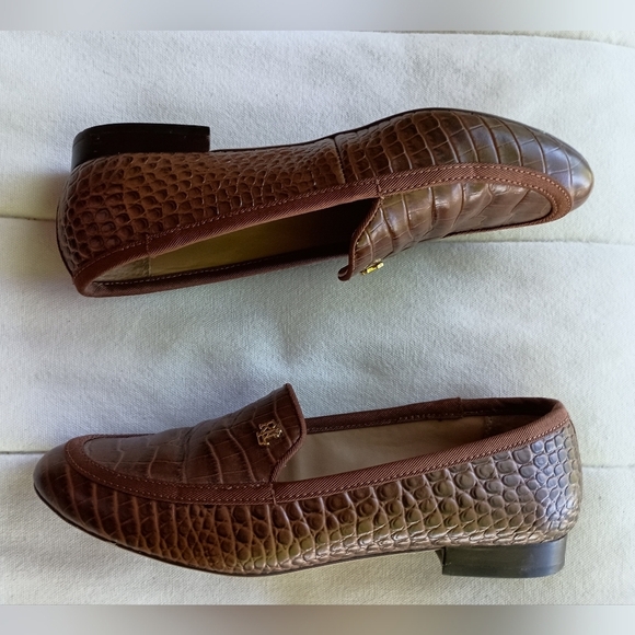 Ralph Lauren Brown Crocodile printed Leather Loafers_7.5 - Picture 4 of 8